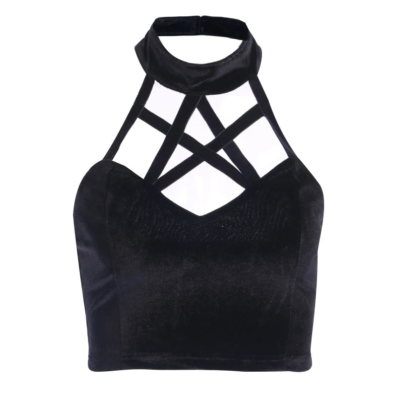Dark Pulse: Gothic Cross Crop Tops
