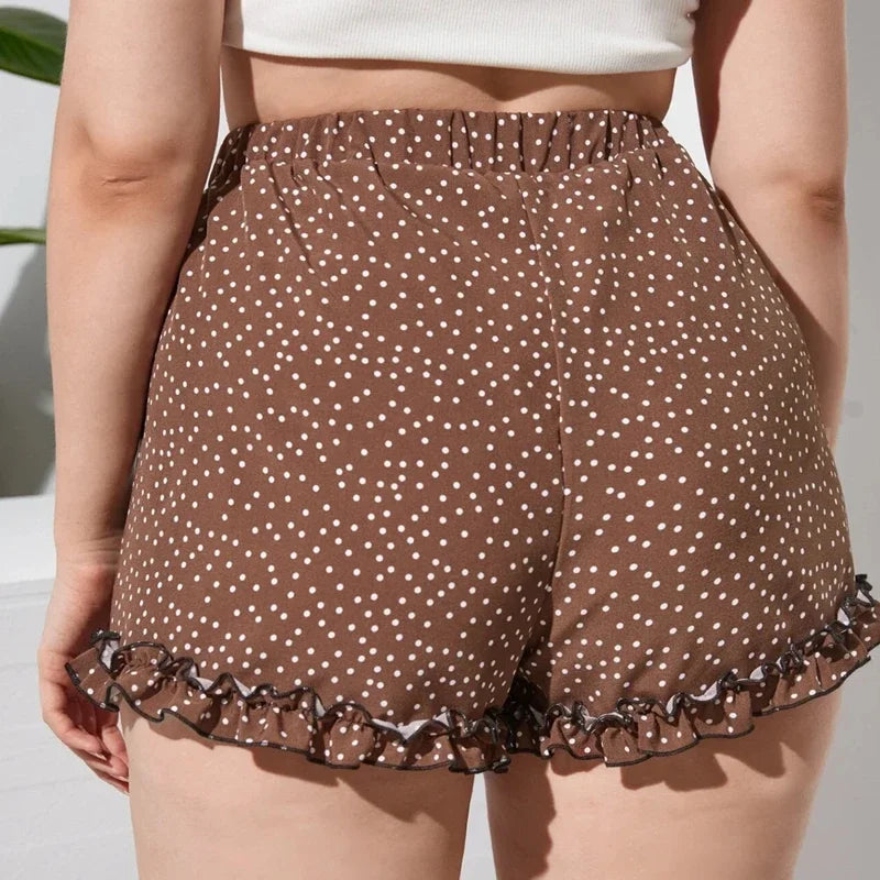 Seaside Elegance: Plus Size Frill Shorts