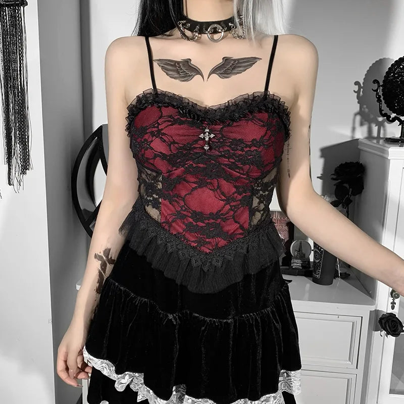 Dark Pulse: Gothic Cross Crop Tops