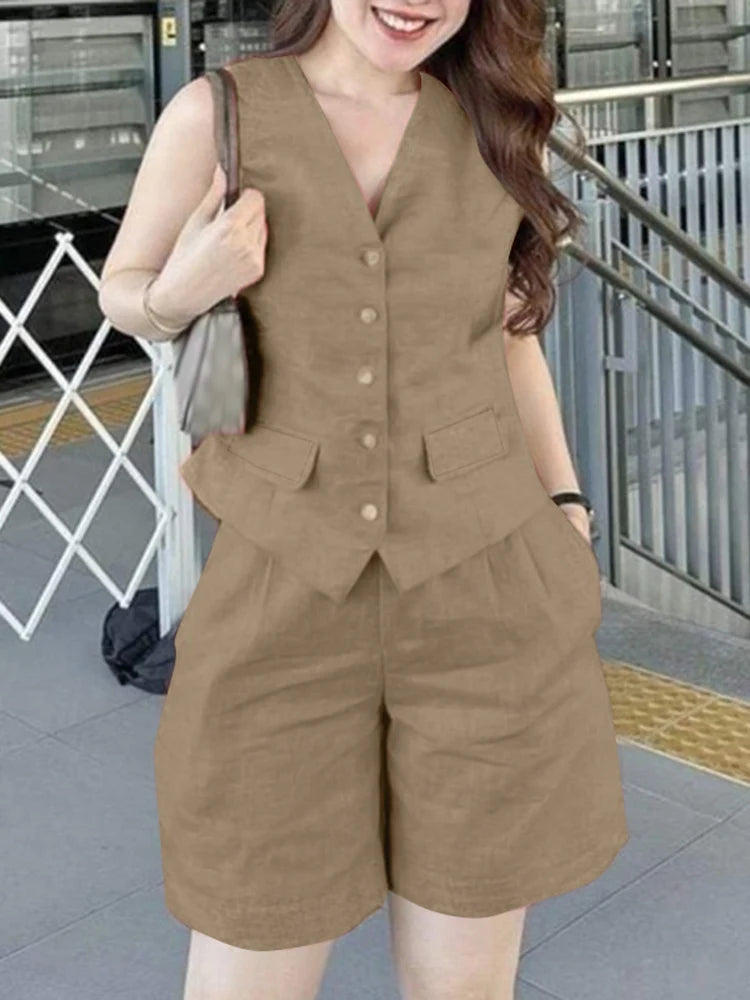 Casual Office Suit: Elastic Waist for Comfort and Style