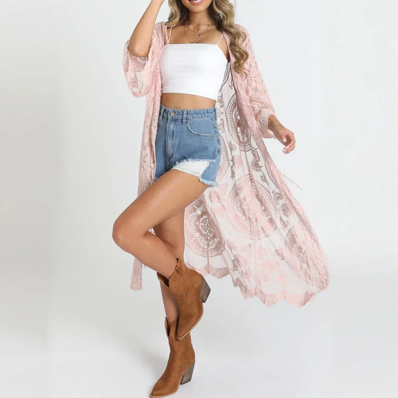 Vintage Cardigan: See-Through Style with Boho Flair