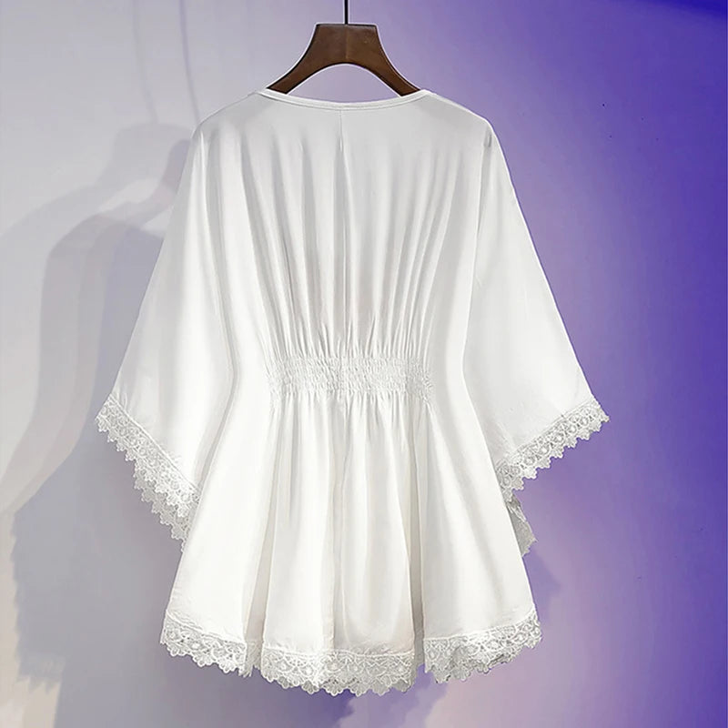 Loose Blouse: Batwing Sleeves with Boho Print