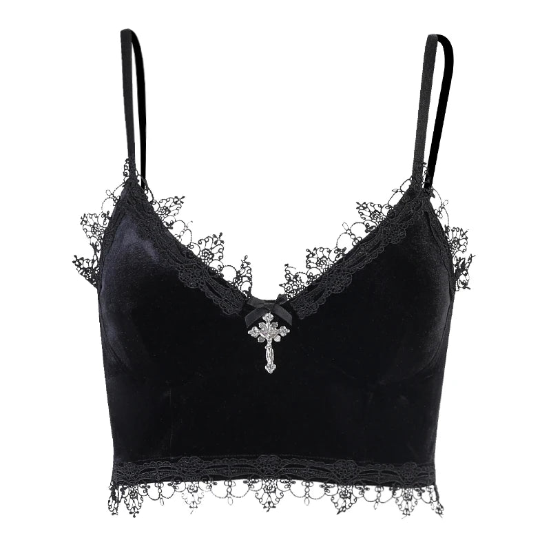 Dark Pulse: Gothic Cross Crop Tops