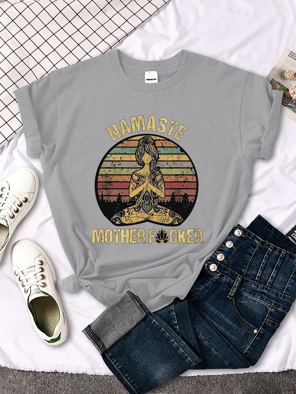 Creative O-Neck Tee: Vintage Namaste Flair