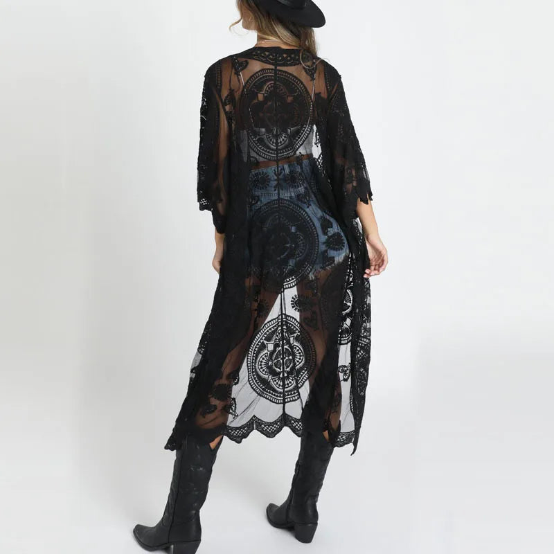 Vintage Cardigan: See-Through Style with Boho Flair