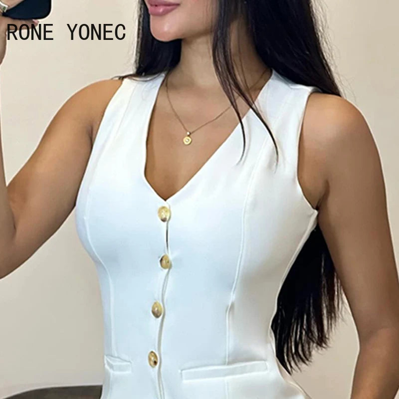 Women’s Suit: Buttoned Vest with Stylish Shorts