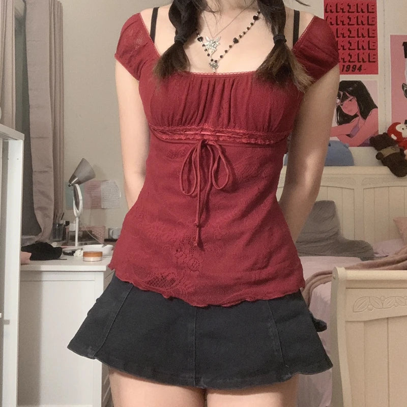 Elegant Bow T-Shirt: Crop Top Retro Clothes