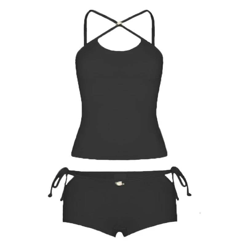 Maemukilabe Women 2 Piece Set Kawaii Spaghetti Strap Camis Crop Tops + Shorts Pajamas Loungewear Fairy Coquette Y2K Outfits