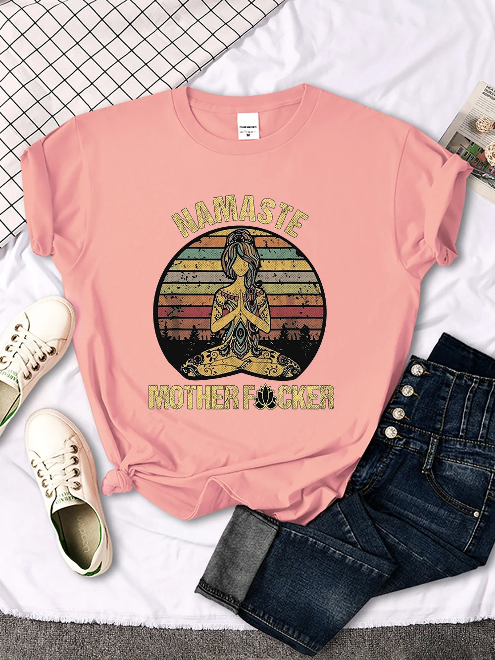 Creative O-Neck Tee: Vintage Namaste Flair