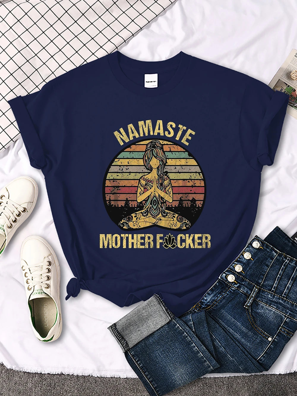 Creative O-Neck Tee: Vintage Namaste Flair