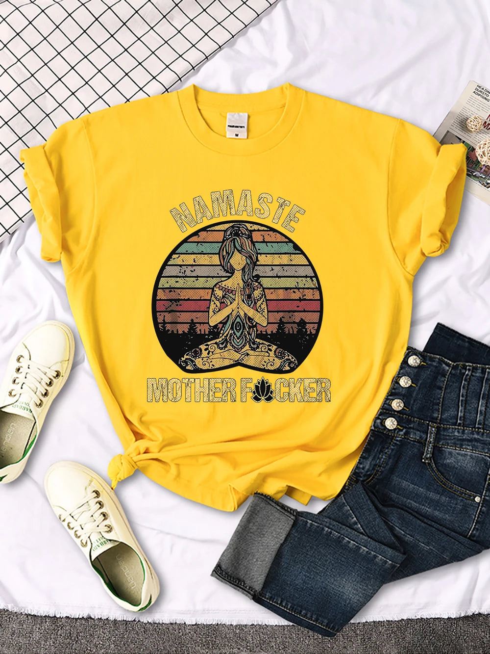 Creative O-Neck Tee: Vintage Namaste Flair