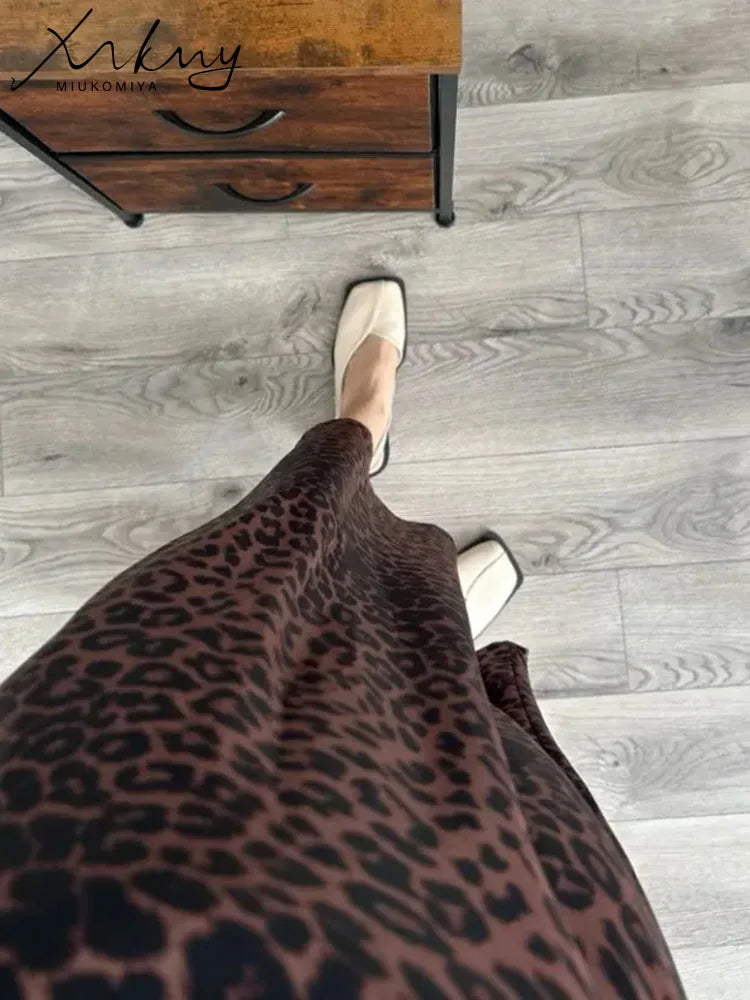 Leopard Satin Skirt: High Waist Elegance