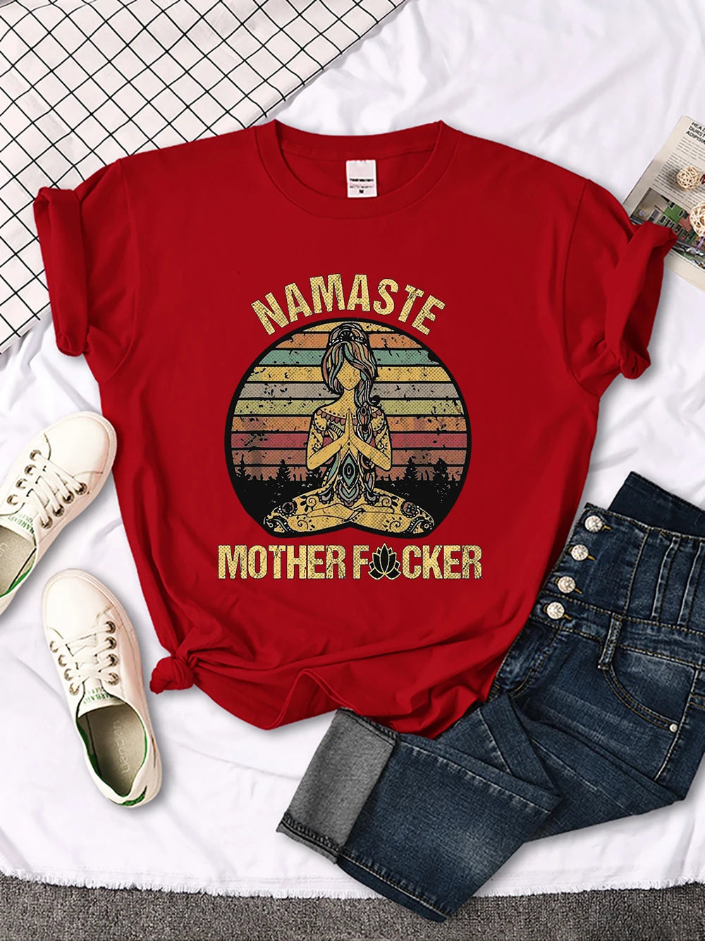 Creative O-Neck Tee: Vintage Namaste Flair