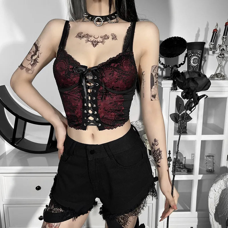Dark Pulse: Gothic Cross Crop Tops