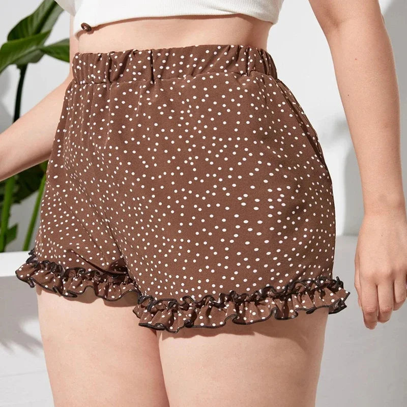 Seaside Elegance: Plus Size Frill Shorts