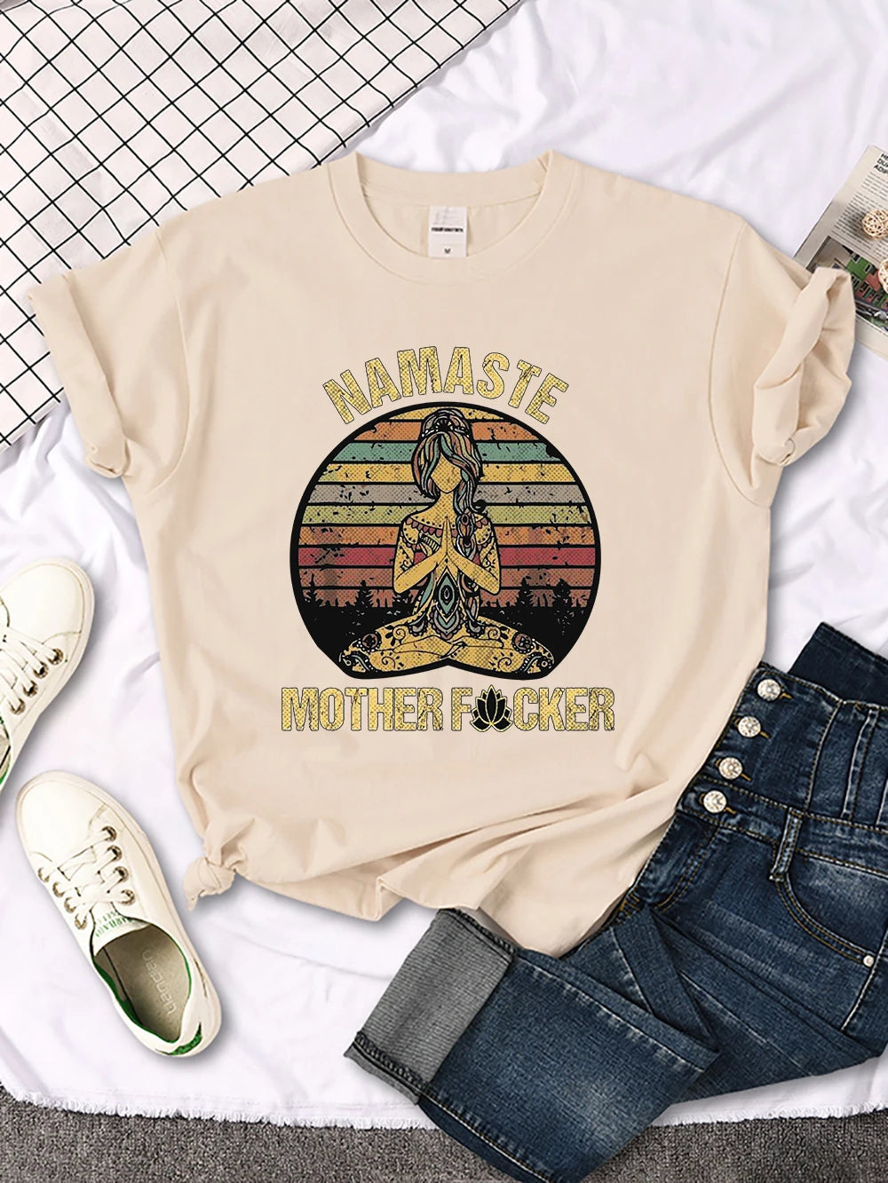 Creative O-Neck Tee: Vintage Namaste Flair