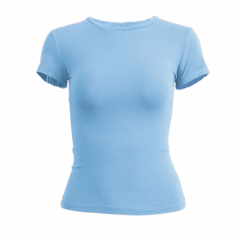 Sporty O-Neck Tee: Y2K Inspired Design