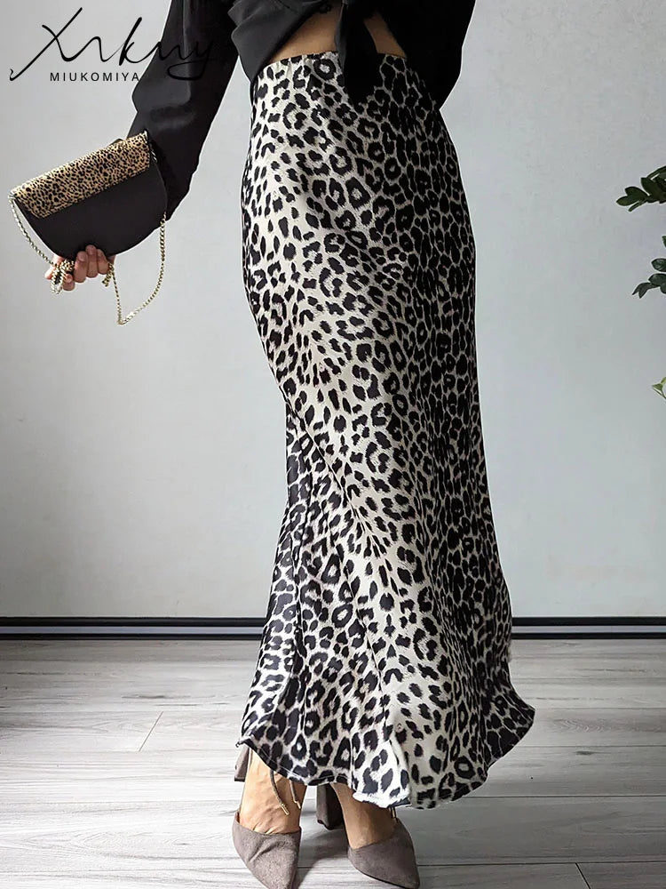 Leopard Satin Skirt: High Waist Elegance