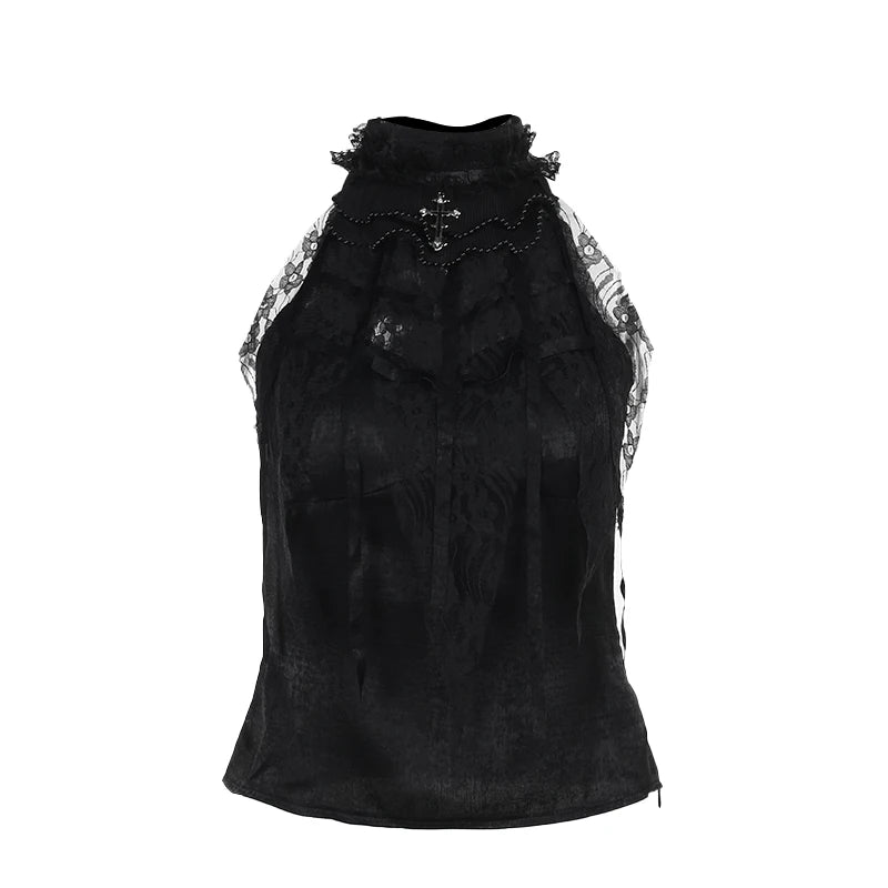Dark Pulse: Gothic Cross Crop Tops
