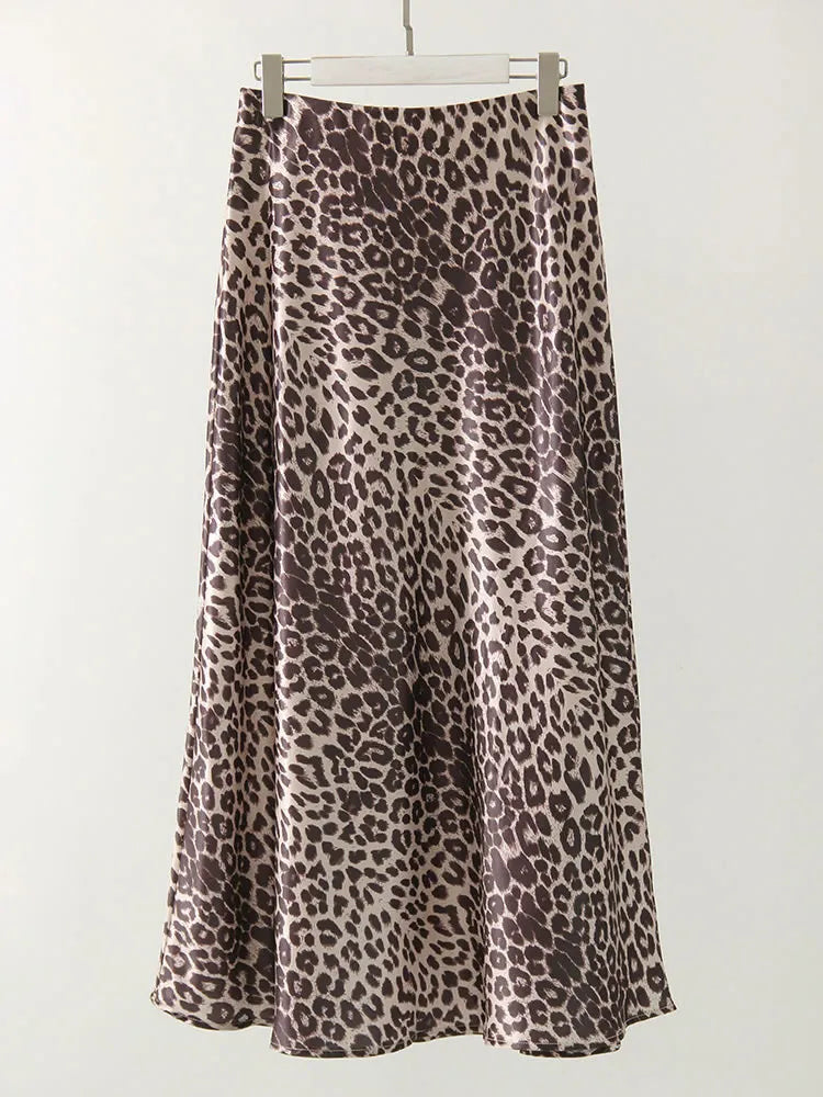 Leopard Satin Skirt: High Waist Elegance