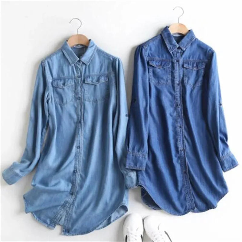 Urban Comfort: Mid-Length Denim Tops