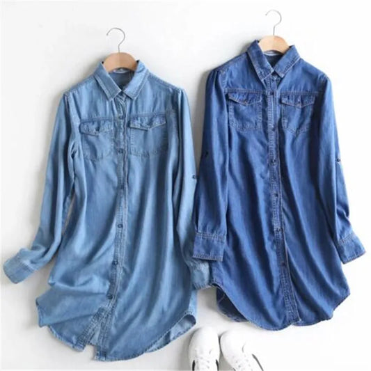 Urban Comfort: Mid-Length Denim Tops