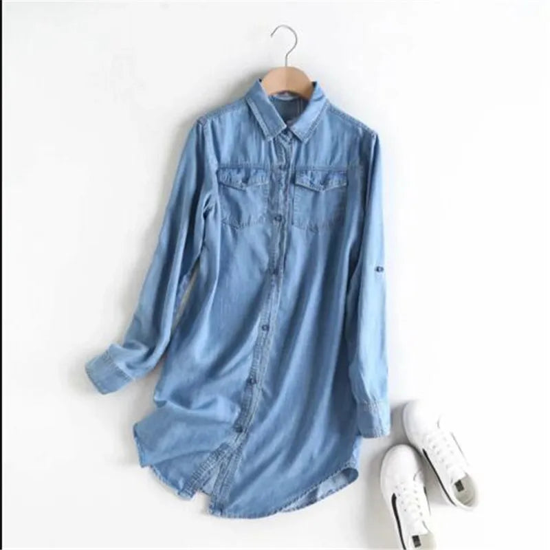 Urban Comfort: Mid-Length Denim Tops