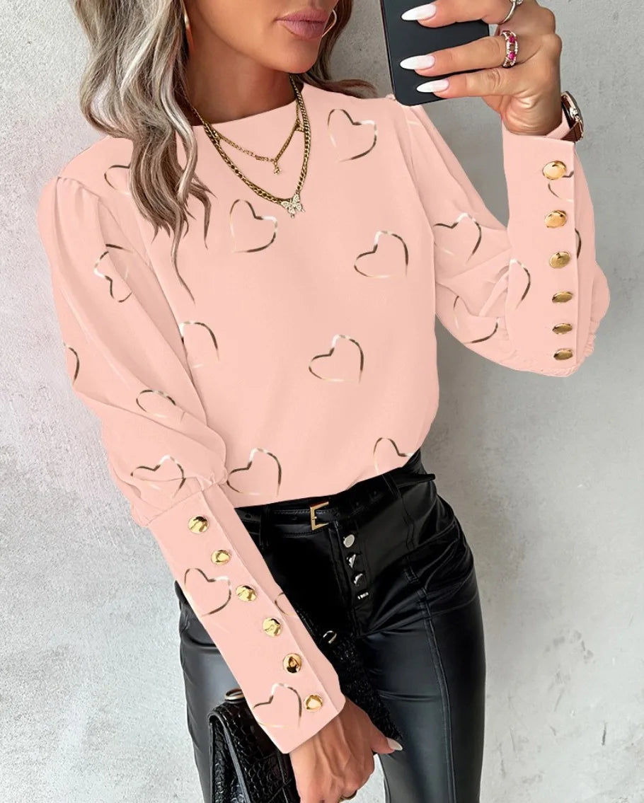 Autumn Whispers: Love Print Blouse Collection