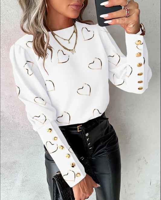 Autumn Whispers: Love Print Blouse Collection