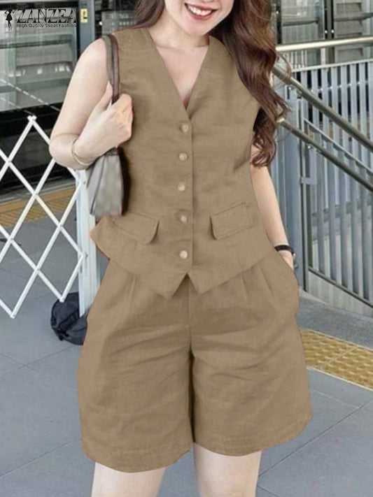 Casual Office Suit: Elastic Waist for Comfort and Style