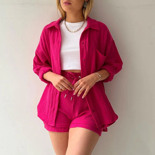 Casual Two-Piece: Summer Suit with Solid Charm