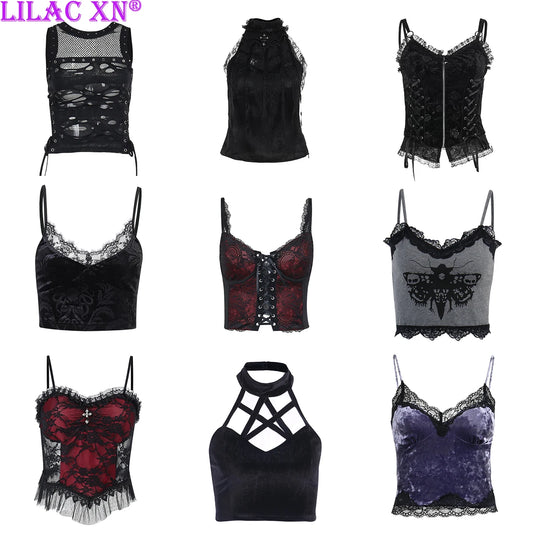Dark Pulse: Gothic Cross Crop Tops