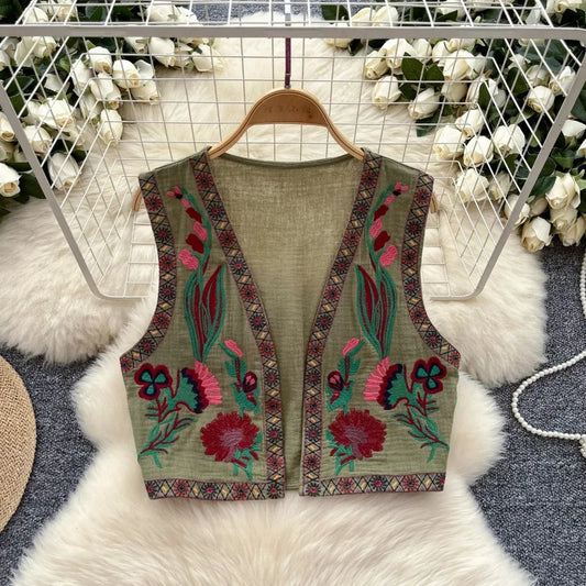 Slim Vest: Chic Embroidery for Effortless Elegance