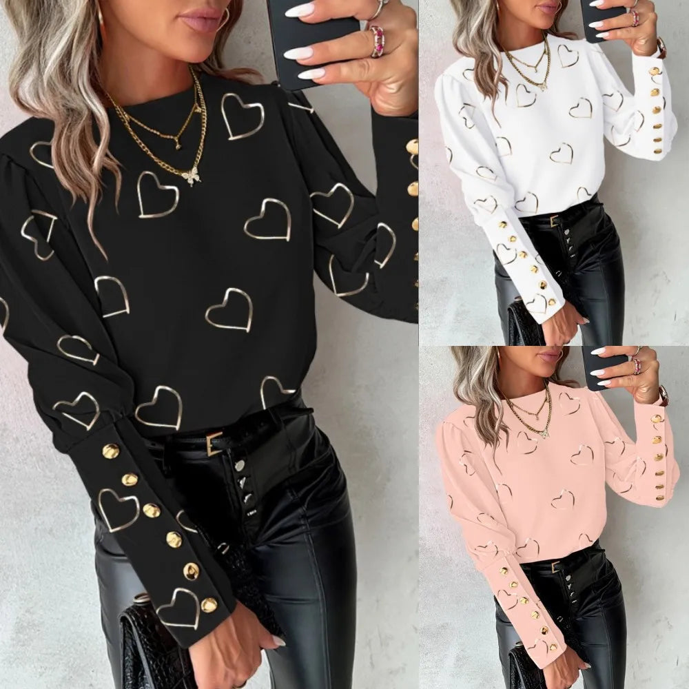 Autumn Whispers: Love Print Blouse Collection