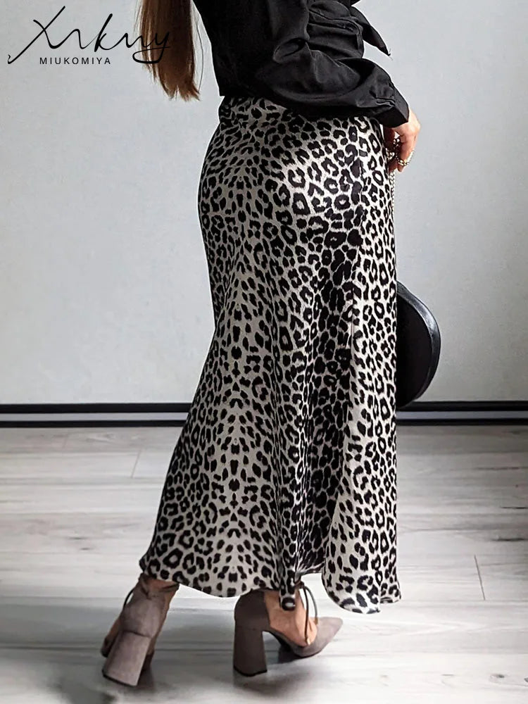 Leopard Satin Skirt: High Waist Elegance