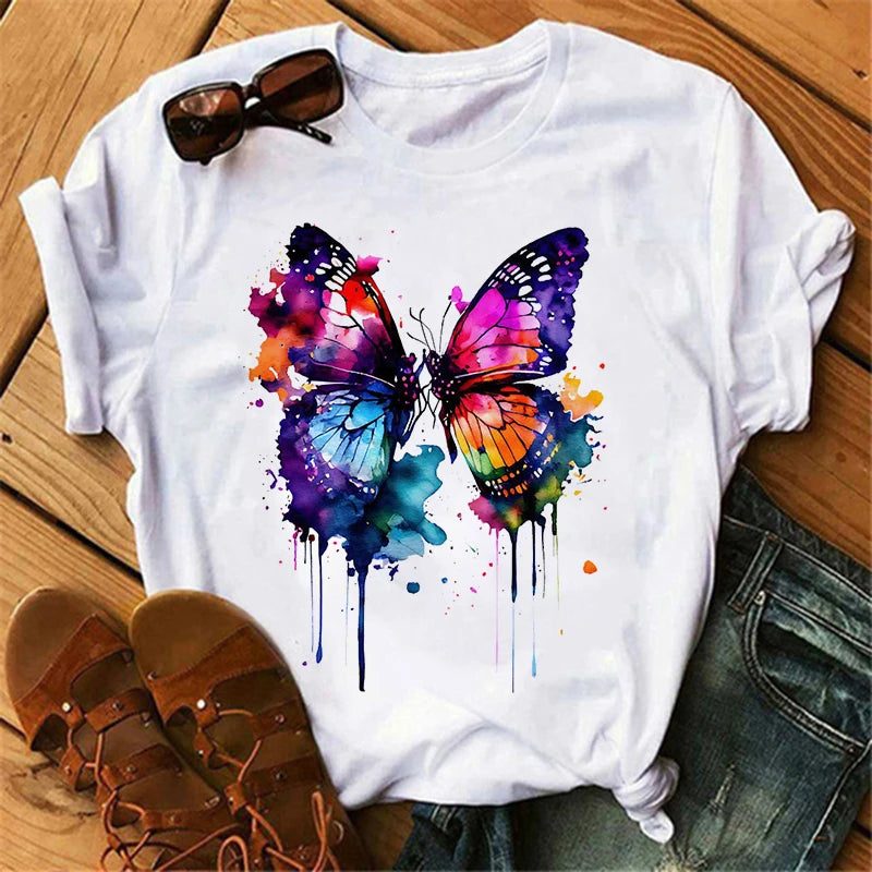 Butterfly Tee: Tree Print and Casual Chic