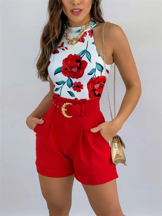 Tank and Shorts: High Waist Elegance for Warm Days