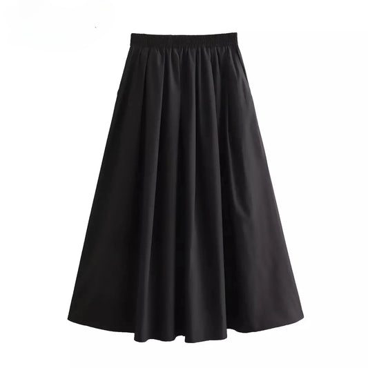 Fashion long Skirt: High Waist Elegance with Swing Style