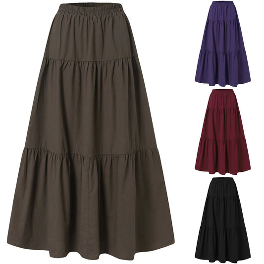 Pleated Long Skirt: High Waist Retro Elegance