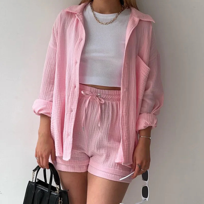 Casual Two-Piece: Summer Suit with Solid Charm