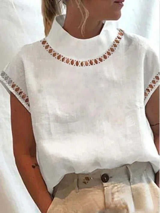 Chiffon T-Shirt: Elegant Hollow Design with Boho Flair