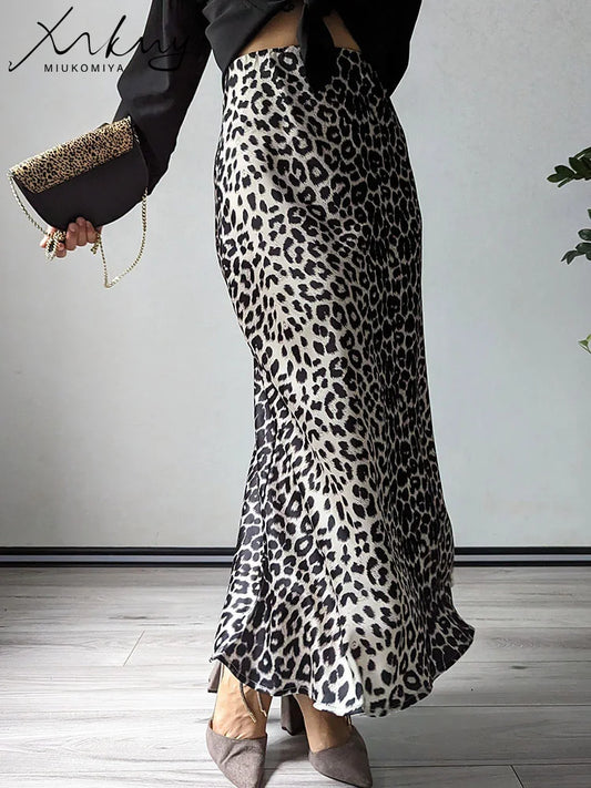 Leopard Satin Skirt: High Waist Elegance