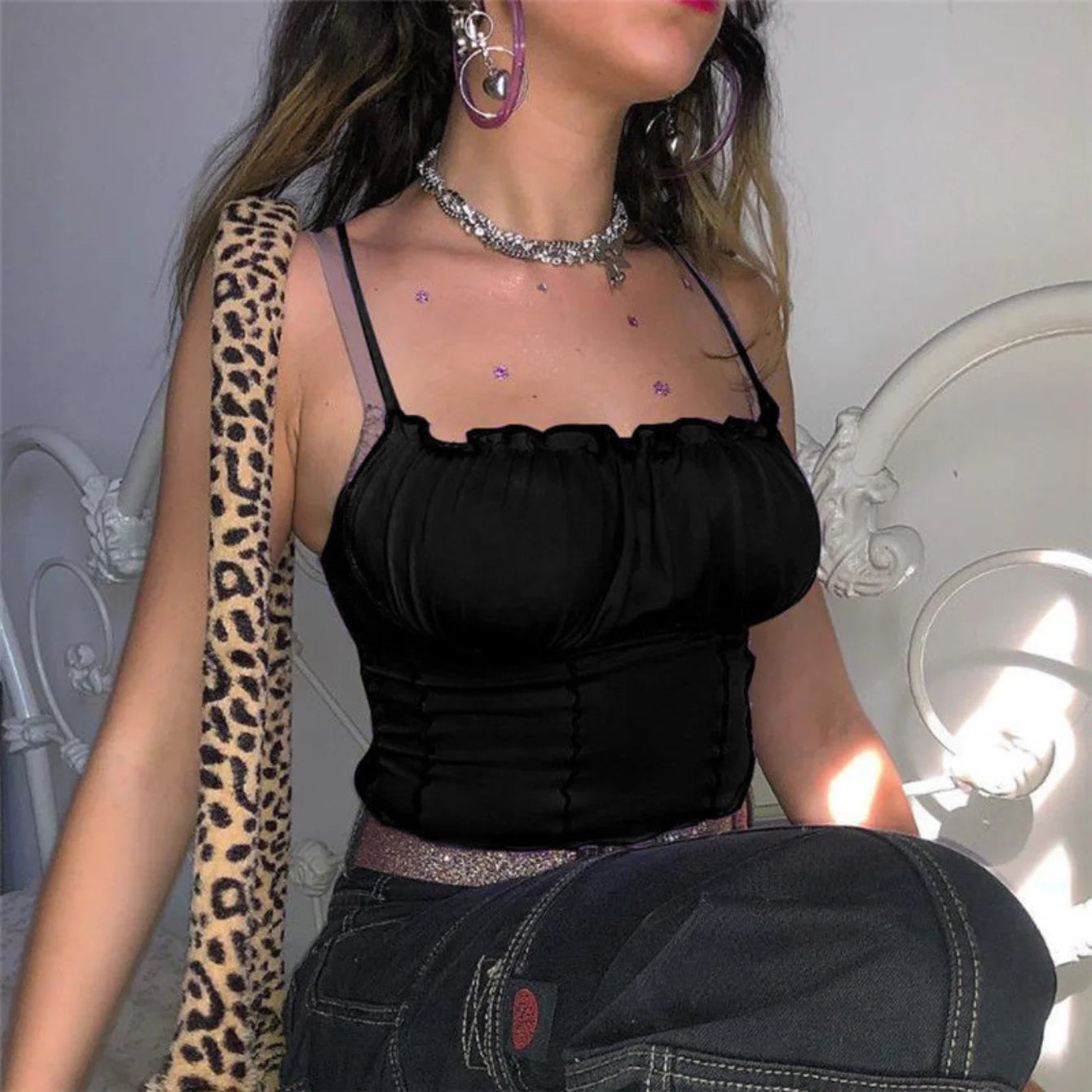 Sexy Vest Sleeveless Strapless Pleated Slim Straw Top Camisole Women's Tank Top Ruffle Fashion Women's Summer