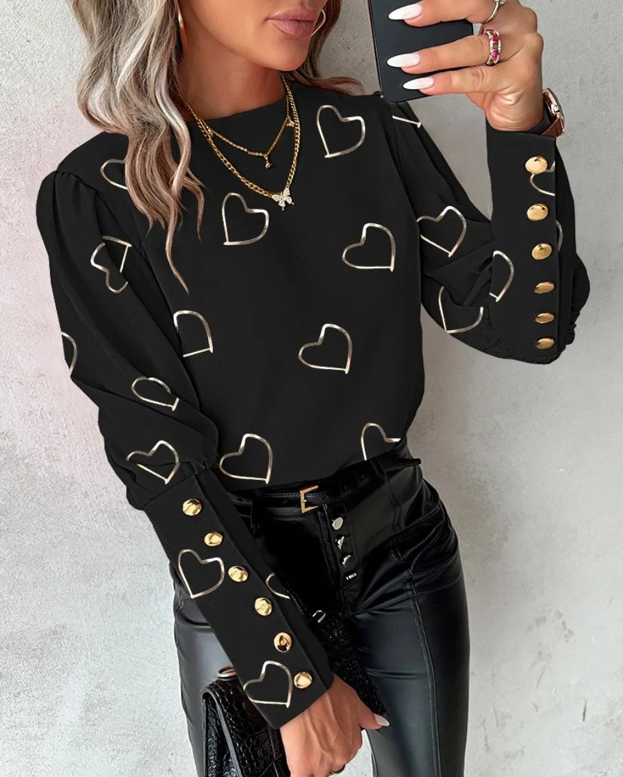 Autumn Whispers: Love Print Blouse Collection
